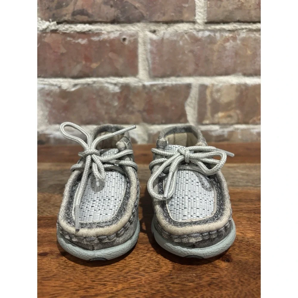 Twisted X Toddler Gray Mocs Size 2M Lace Up, ICA0012, Western Baby Shoes